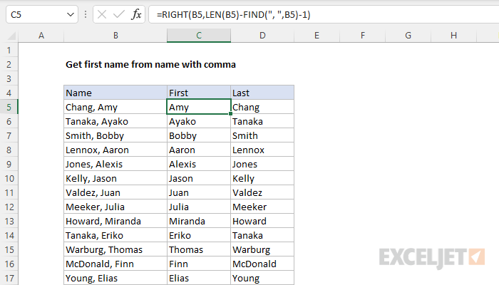 Excel Formula To Add Comma Between Names